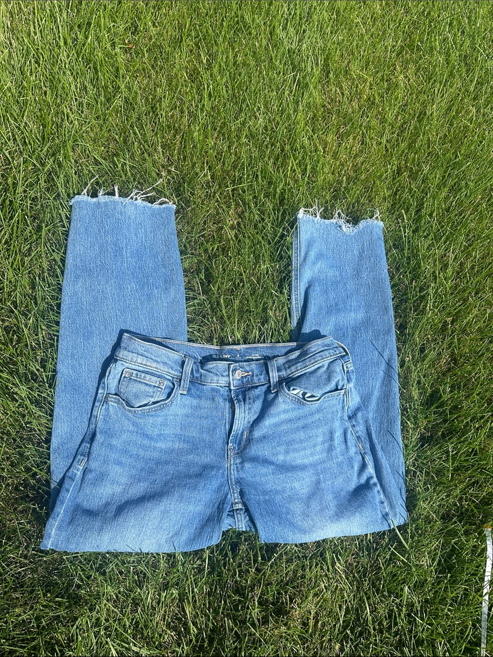Old Navy Light Blue Cropped Raw-Hem Women's Jeans